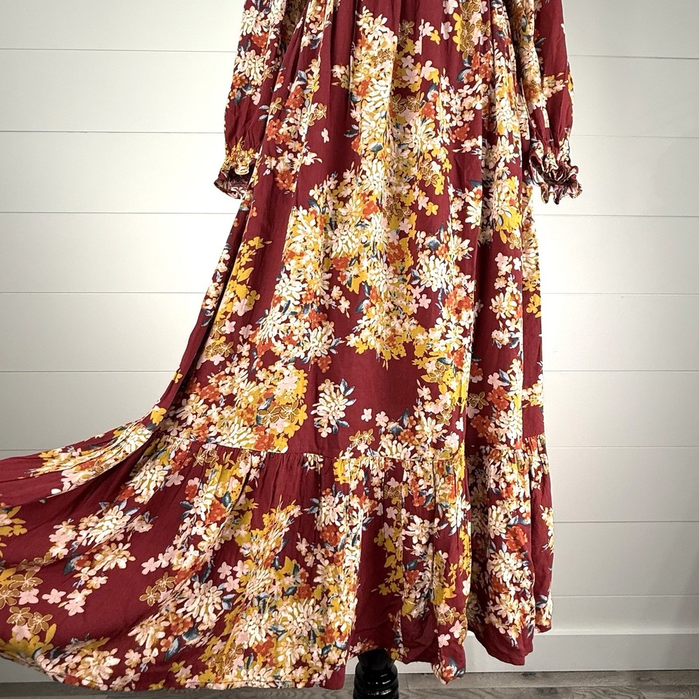 New Skies are Blue Tiered Peasant Dress Women S 4 6 Floral Boho Cottagecore Midi - Picture 5 of 11